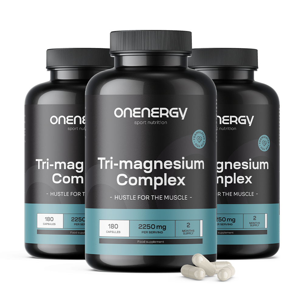 3x Complexo de trimagnésio 2250 mg, total de 540 cápsulas - OnEnergy.pt