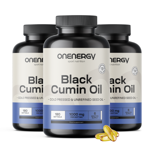 3x Óleo de cominho preto 1000 mg, total de 540 cápsulas moles