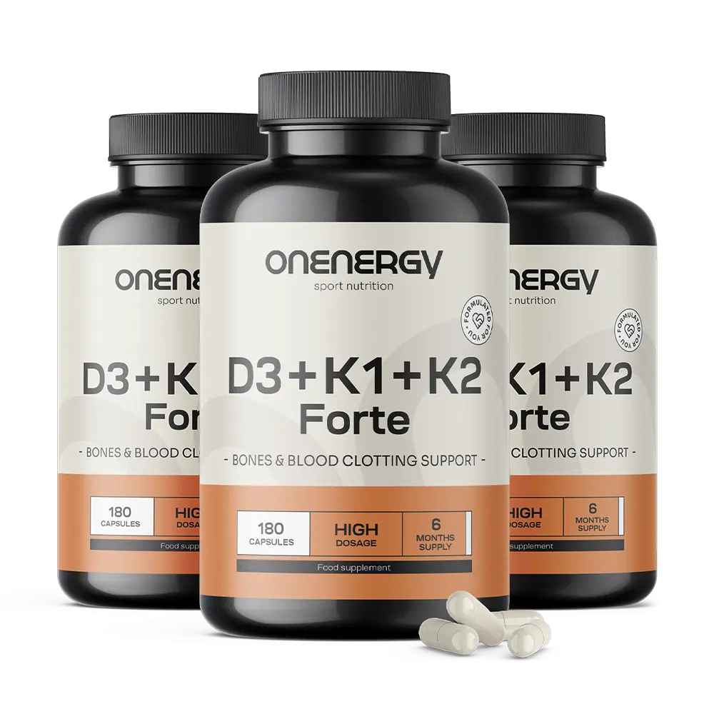 3x Vitaminas D3 + K1 + K2 FORTE