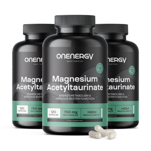 3x Acetiltaurinato de magnésio 750 mg, total de 360 cápsulas