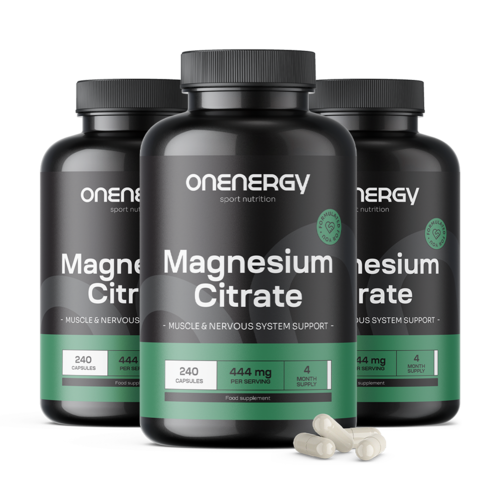 3x Citrato de magnésio 444 mg, total de 720 cápsulas