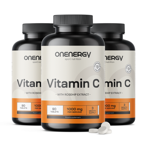 3x Vitamina C 1000 mg com rosa mosqueta, total de 270 comprimidos