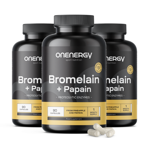 3x Bromelina + Papaína, total de 270 cápsulas