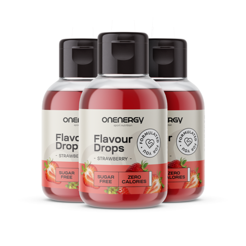 3x Flavour Drops gotas com adoçante – morango, total de 150 ml